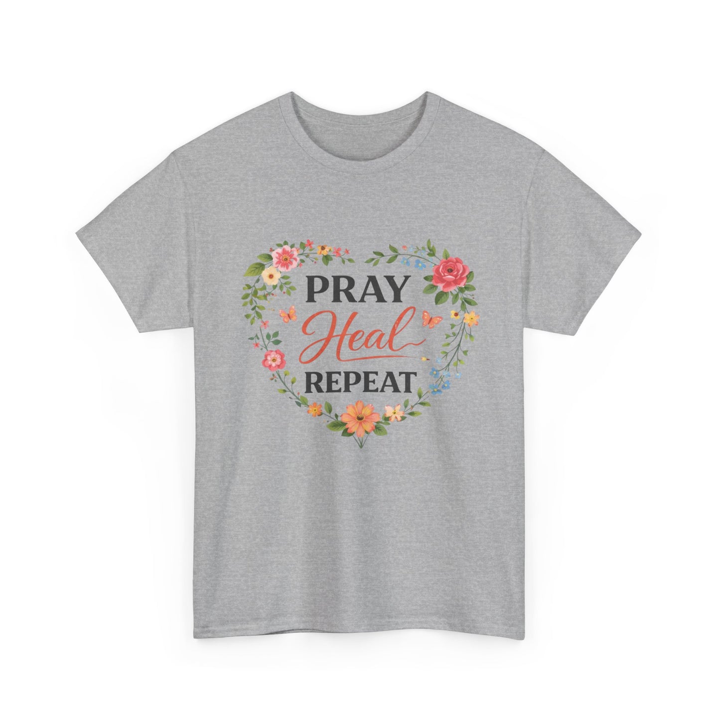 T-Shirt „Pray Heal Repeat“ – Inspirierendes T-Shirt mit Glaubensmotiv