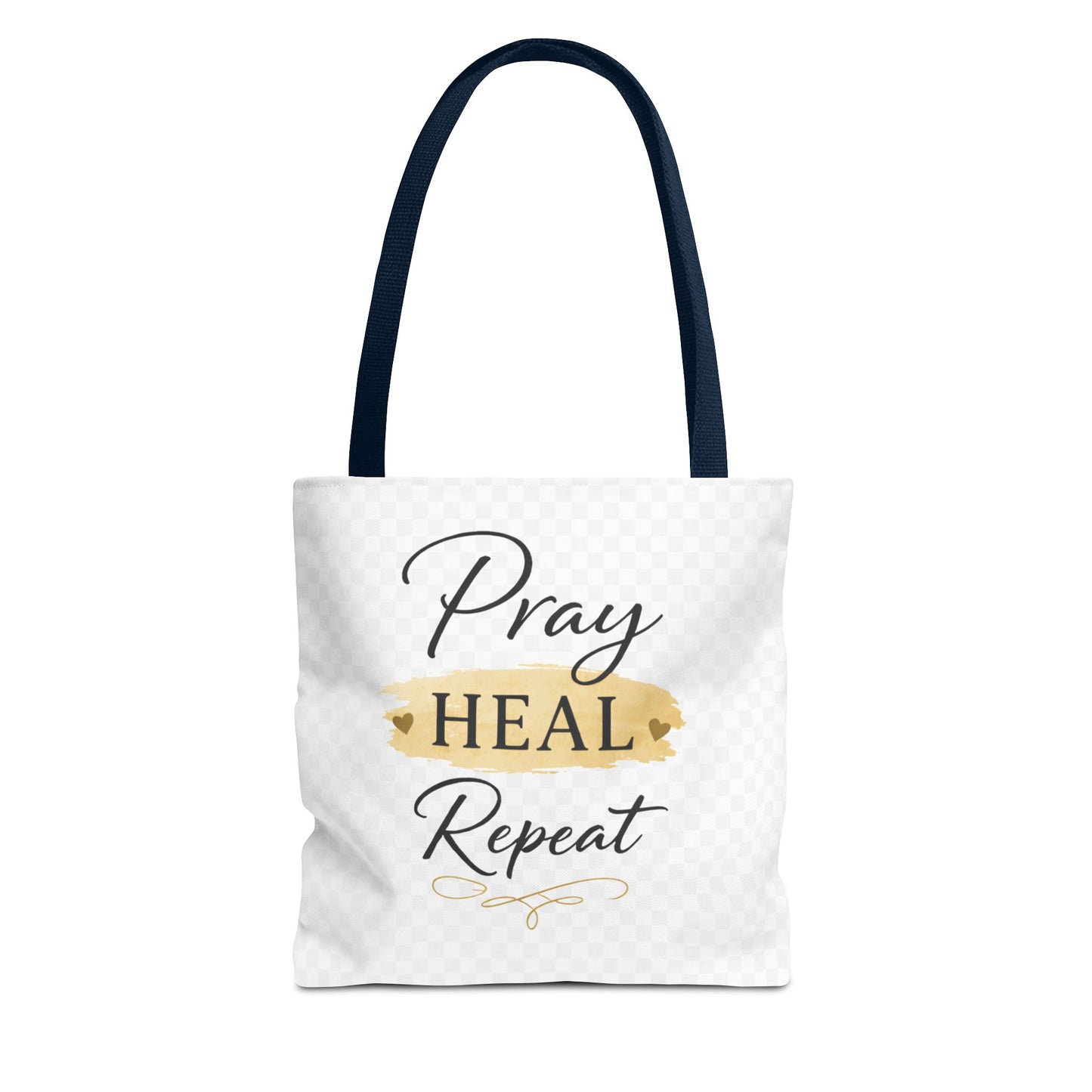 Pray Heal Repeat Tote Bag — Inspirational Faith Canvas Tote