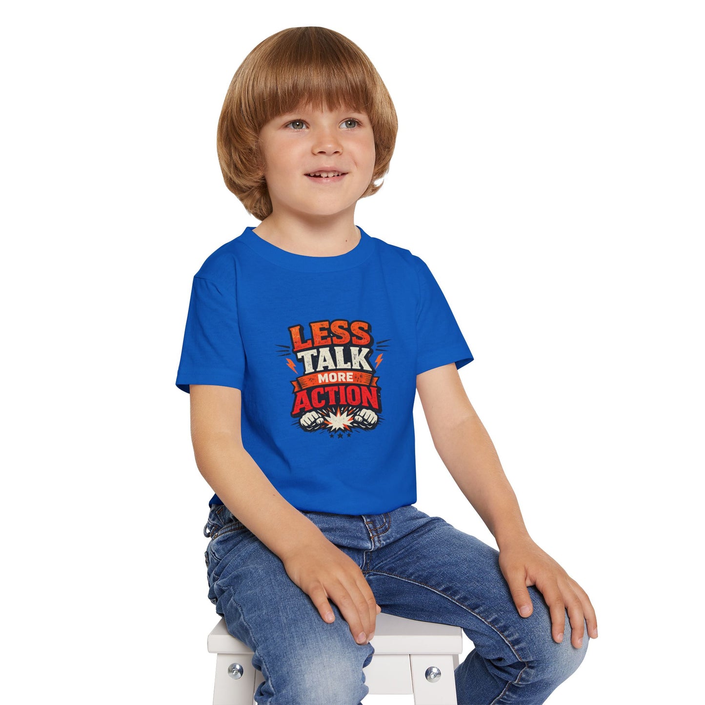 Less Talk More Action Toddler T-Shirt — Motivational Kids Tee