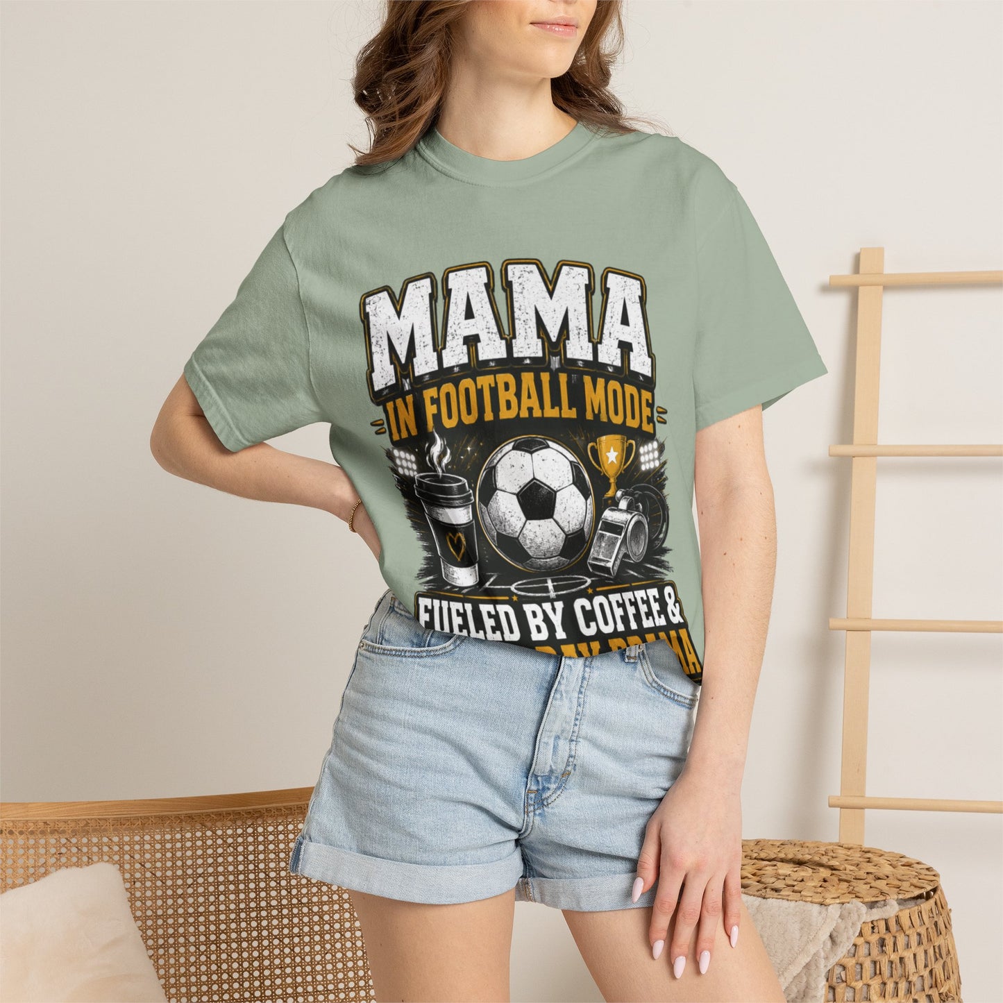 Mama in Football Mode T-shirt — Fueled by Coffee & Match Day Drama