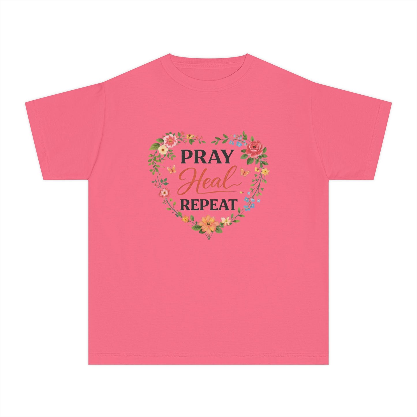 Gebet Heilen Wiederholen Jugend T-Shirt – Inspirierendes Glaubens-Grafikshirt