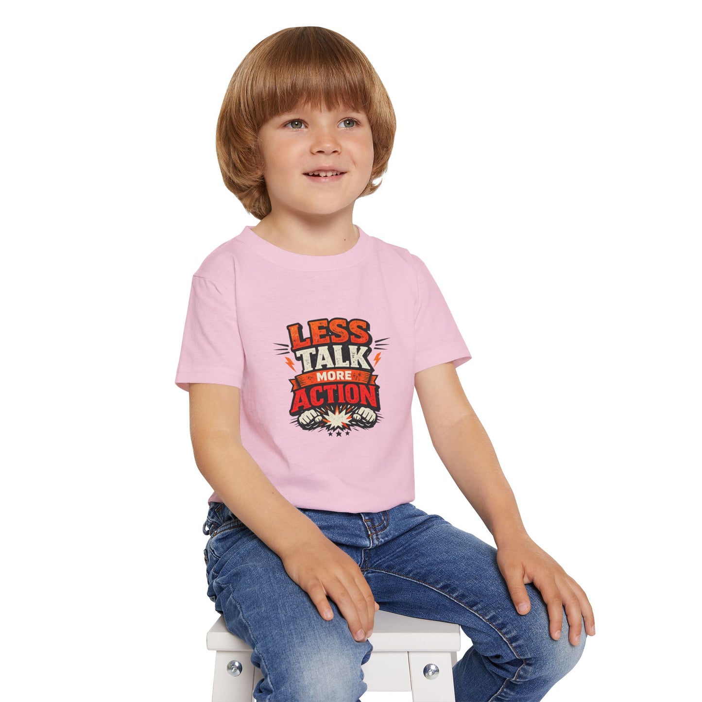 Less Talk More Action Toddler T-Shirt — Motivational Kids Tee