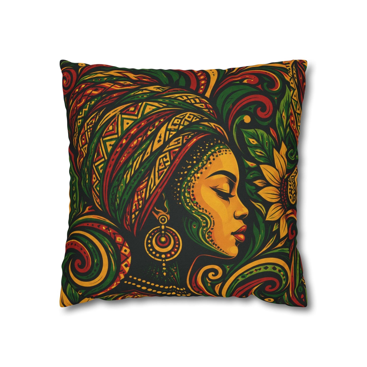 Rasta Goddess African Woman Floral Decorative Pillowcase