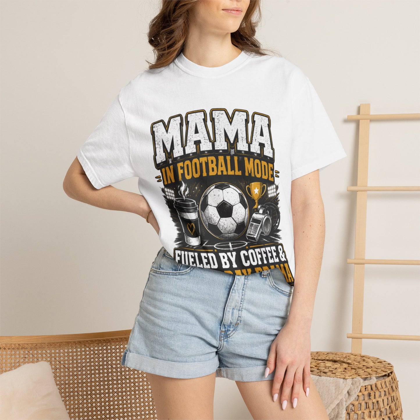 Mama in Football Mode T-shirt — Fueled by Coffee & Match Day Drama