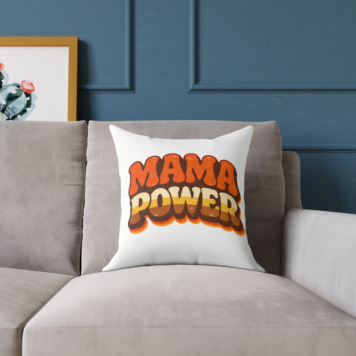 MAMA POWER Quadratisches Poly-Canvas-Kissen — Kühnes Mama Power Dekokissen
