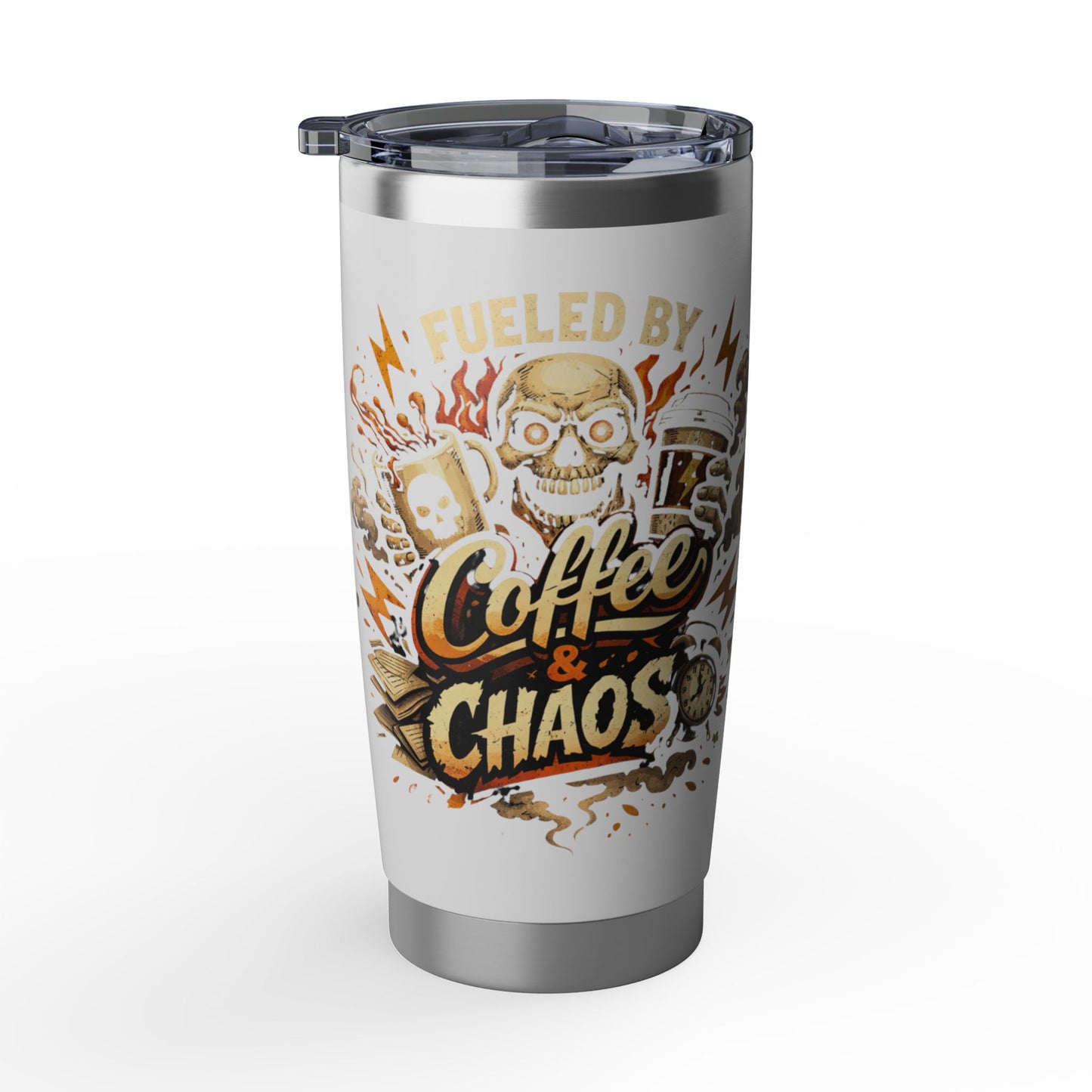 Mit Kaffee und Chaos betrieben Vagabond 20oz Becher / Tasse