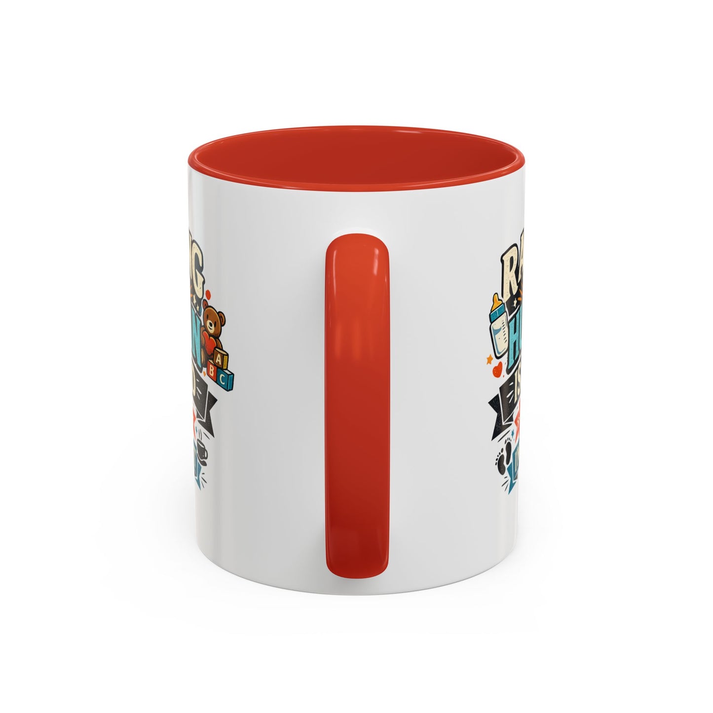 Accent Coffee Mug — "Raising Humans Is Hard But I'm Doing It"