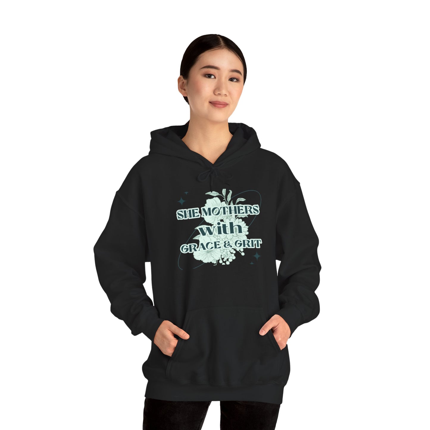 She Mothers With Grace And Grit – Graphic Hoodie