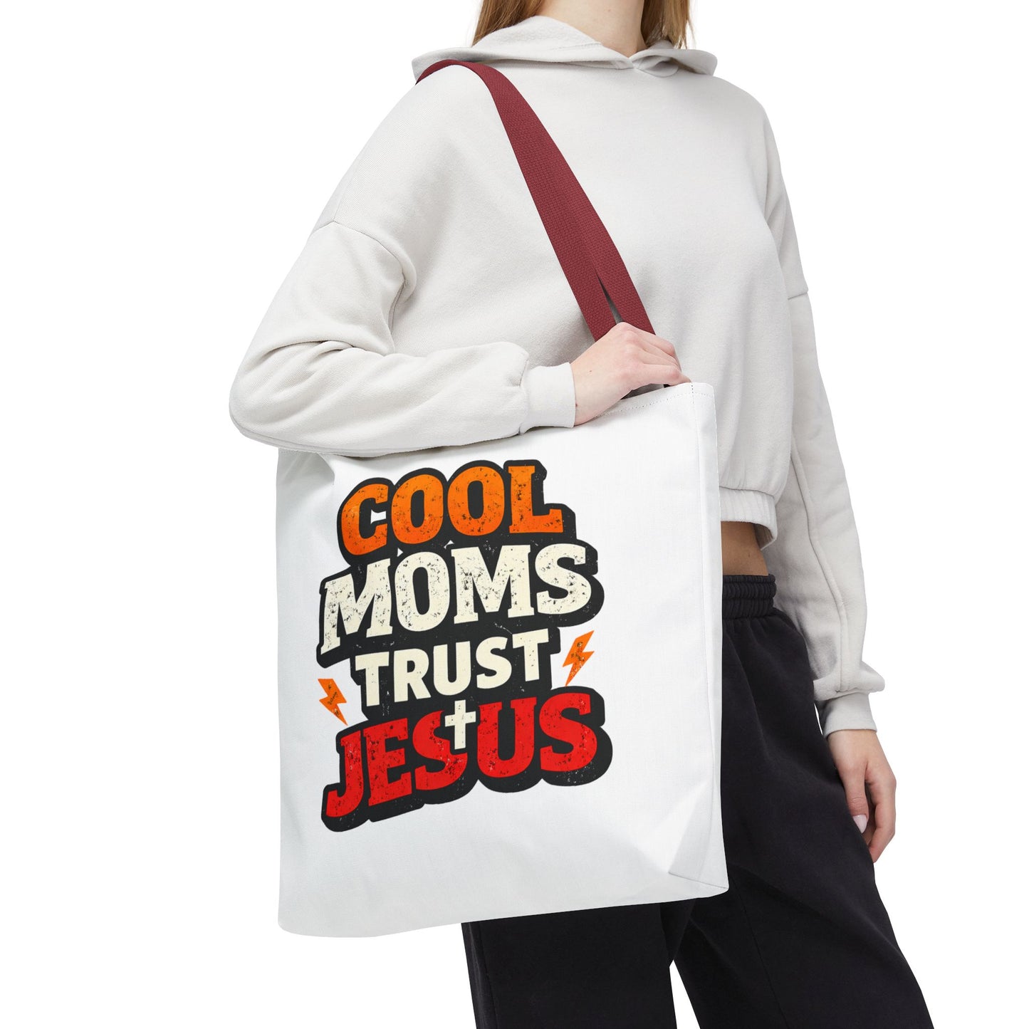 Cool Moms Trust Jesus Tote Bag - Faith-Based Christian Carryall