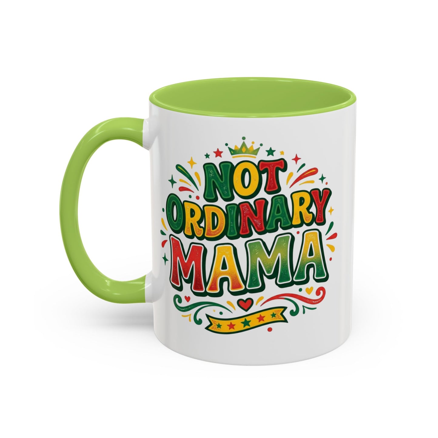 Accent Coffee Mug — "Not an ORDINARY MAMA" Ceramic Mom Coffee Cup (11/15 oz)