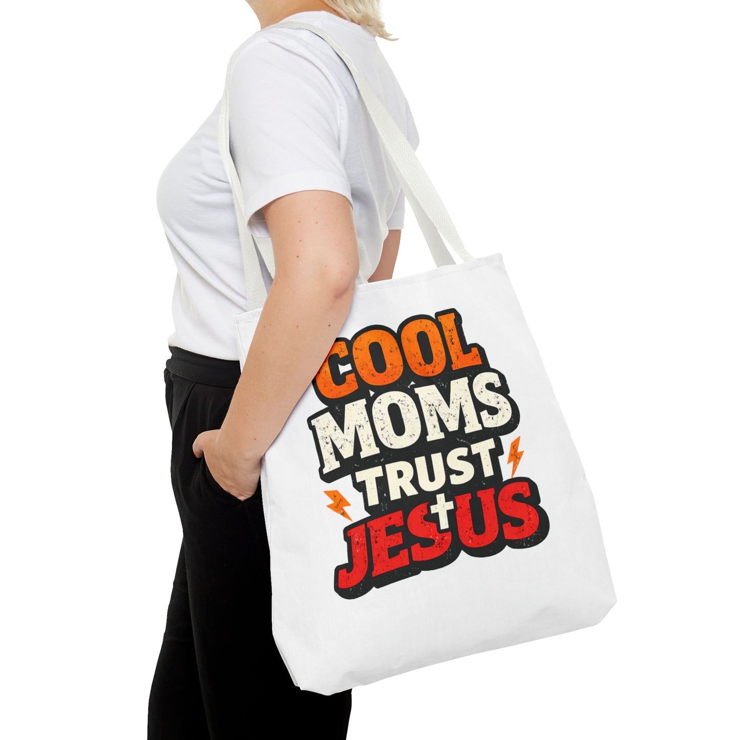 Cool Moms Trust Jesus Tote Bag - Faith-Based Christian Carryall