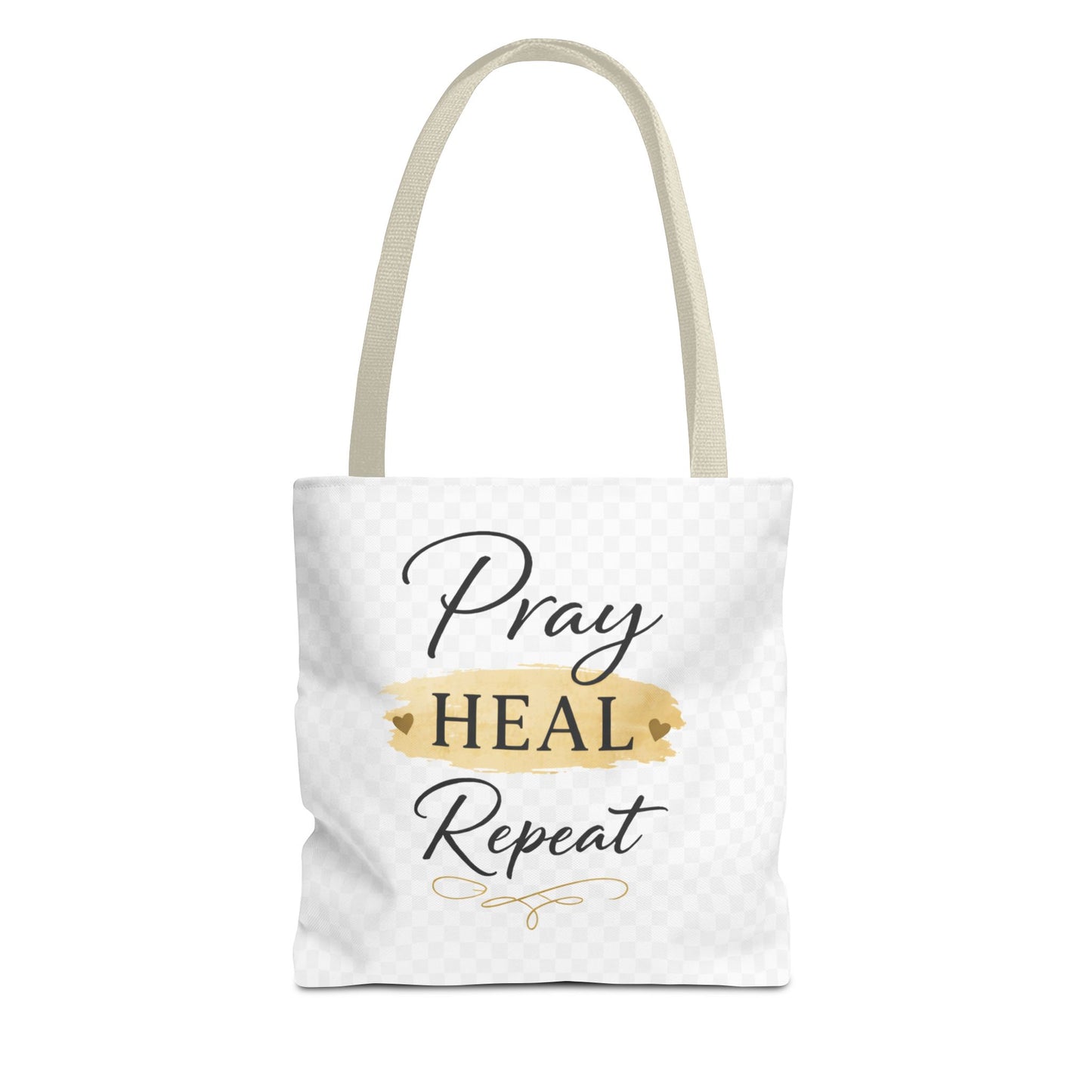 Pray Heal Repeat Tote Bag — Inspirational Faith Canvas Tote