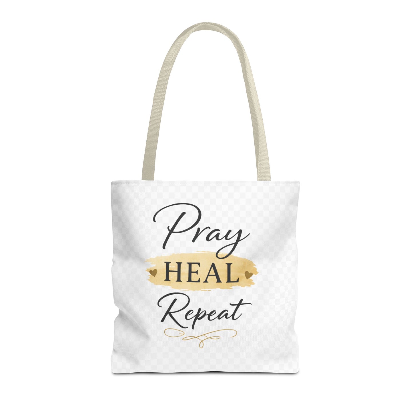 Pray Heal Repeat Tote Bag — Inspirational Faith Canvas Tote