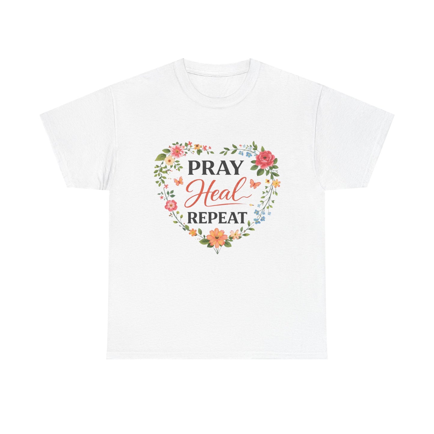 T-Shirt „Pray Heal Repeat“ – Inspirierendes T-Shirt mit Glaubensmotiv