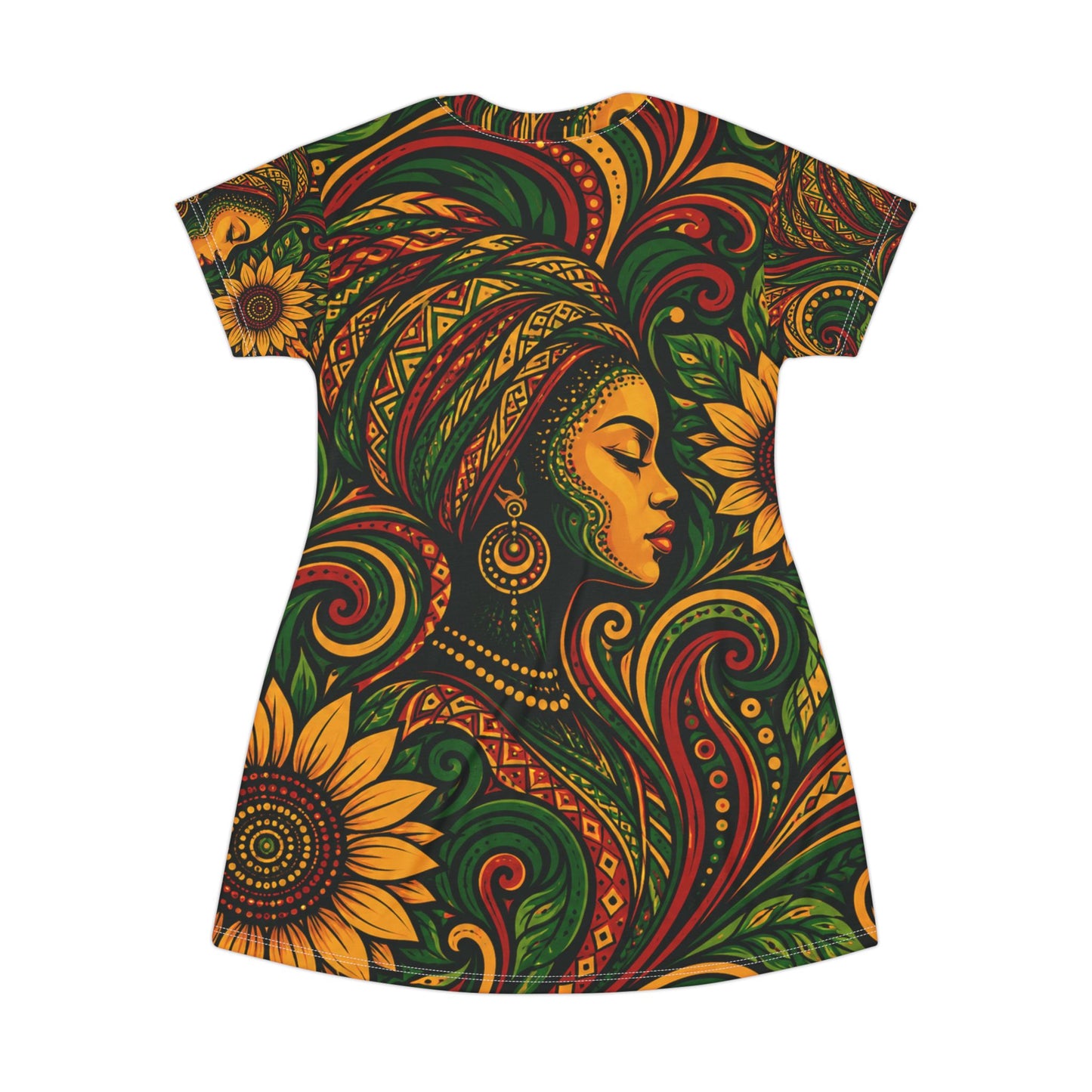 Afrocentric T-Shirt Dress — Vibrant Afrocentric Print Tee Dress