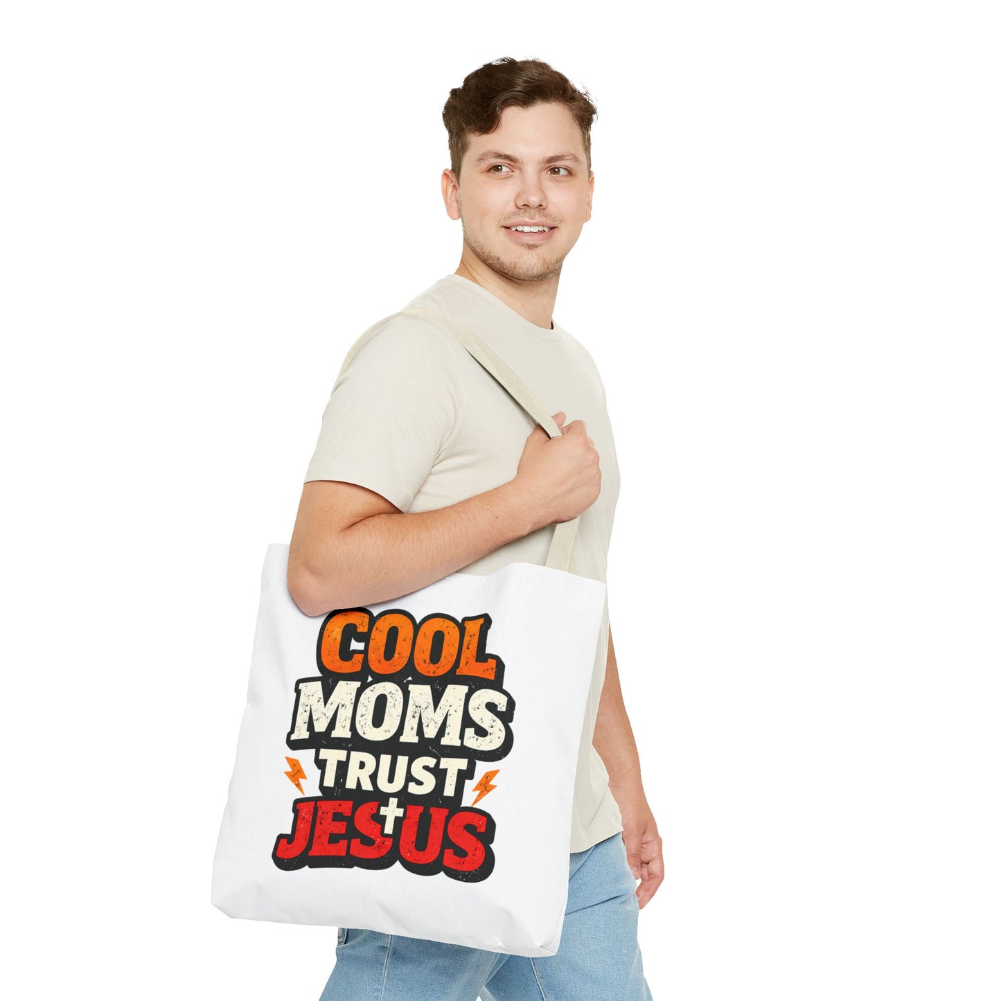 Cool Moms Trust Jesus Tote Bag - Faith-Based Christian Carryall