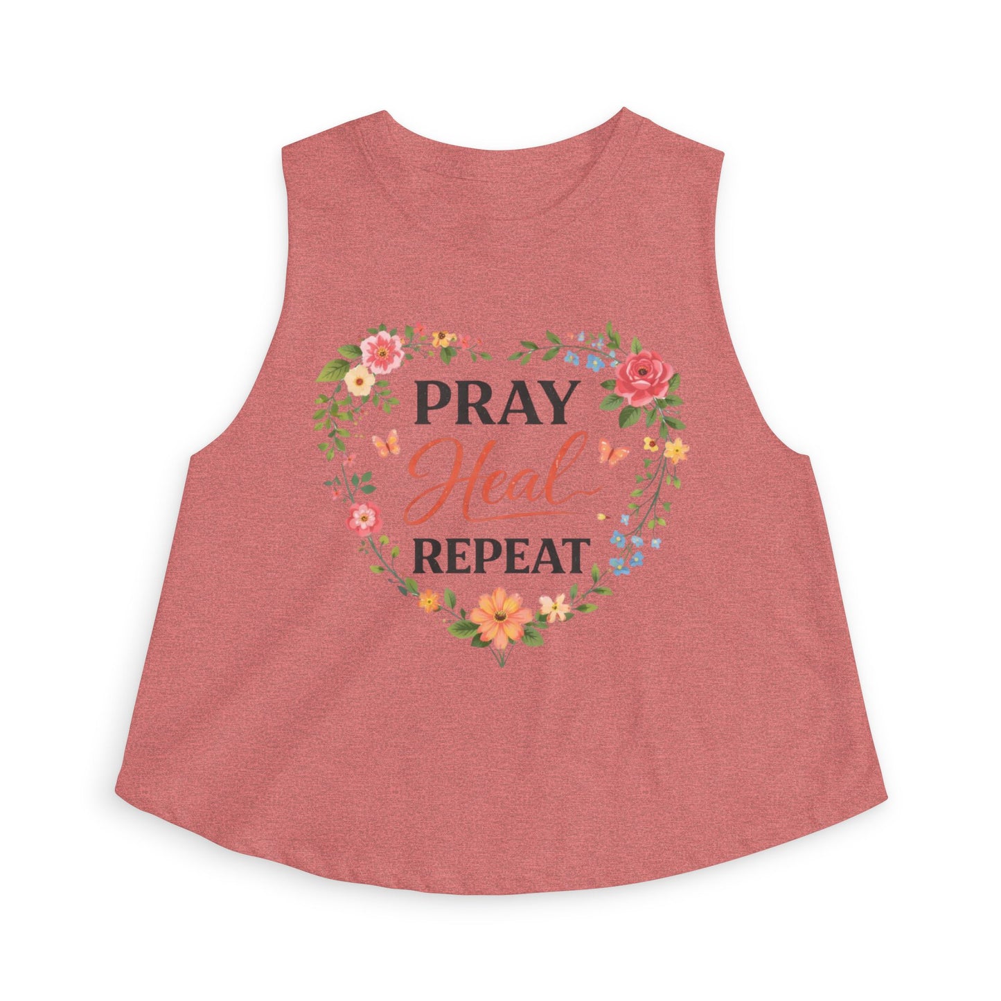 Pray Heal Repeat Damen Crop Top — Glaubensinspiriertes spirituelles Gebets-T-Shirt