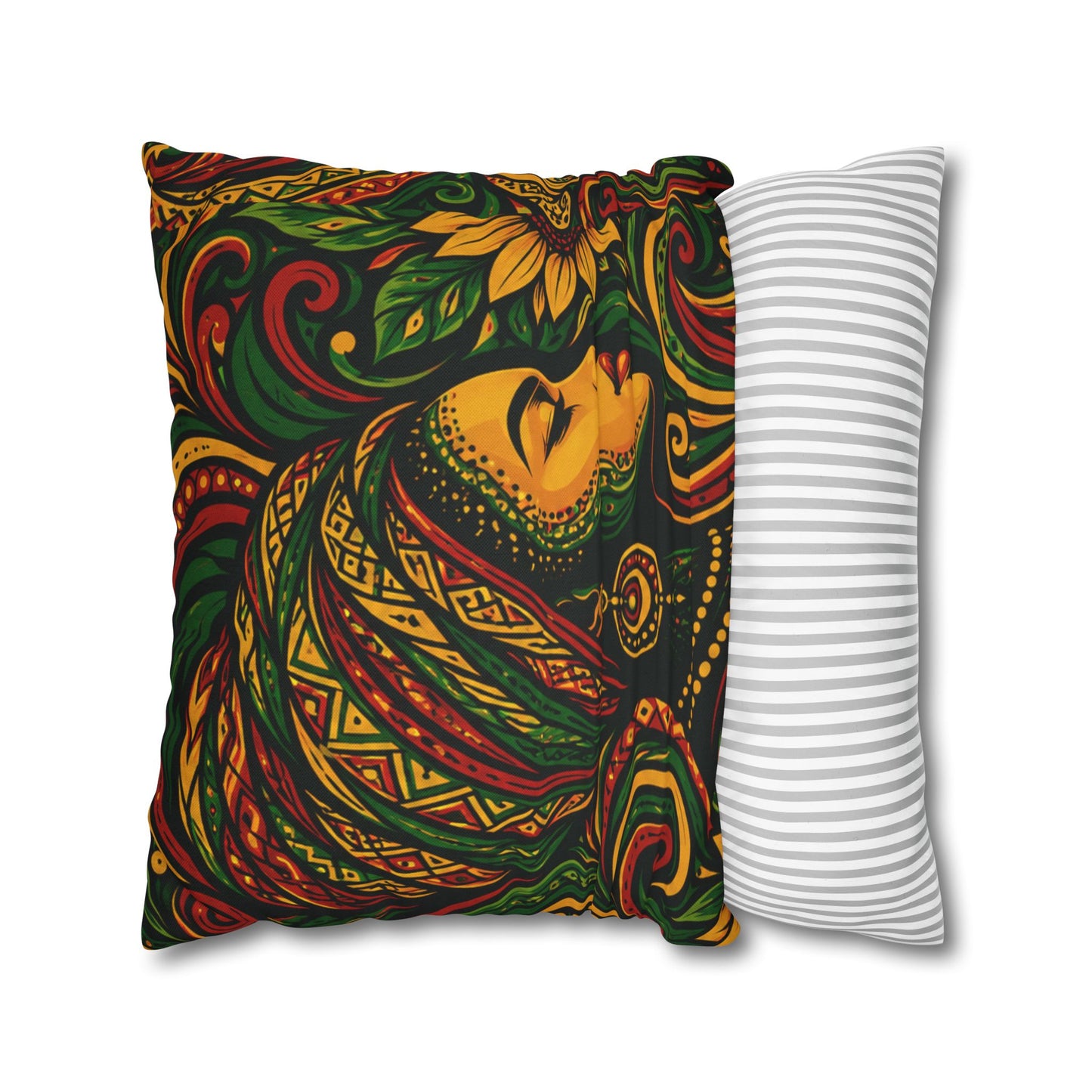 Rasta Goddess African Woman Floral Decorative Pillowcase