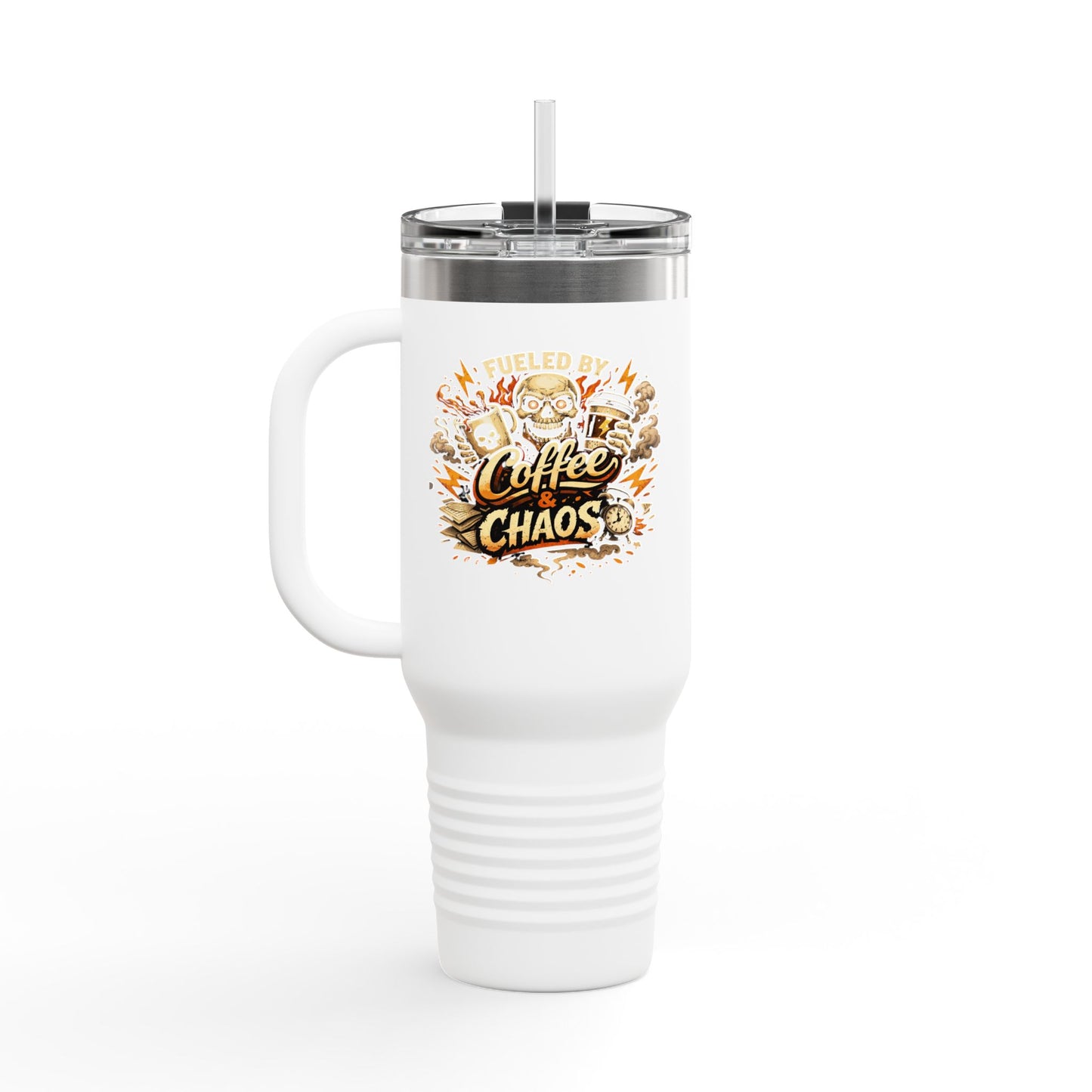 Mit Kaffee und Chaos betrieben Isolier-Reisebecher 1,2 Liter