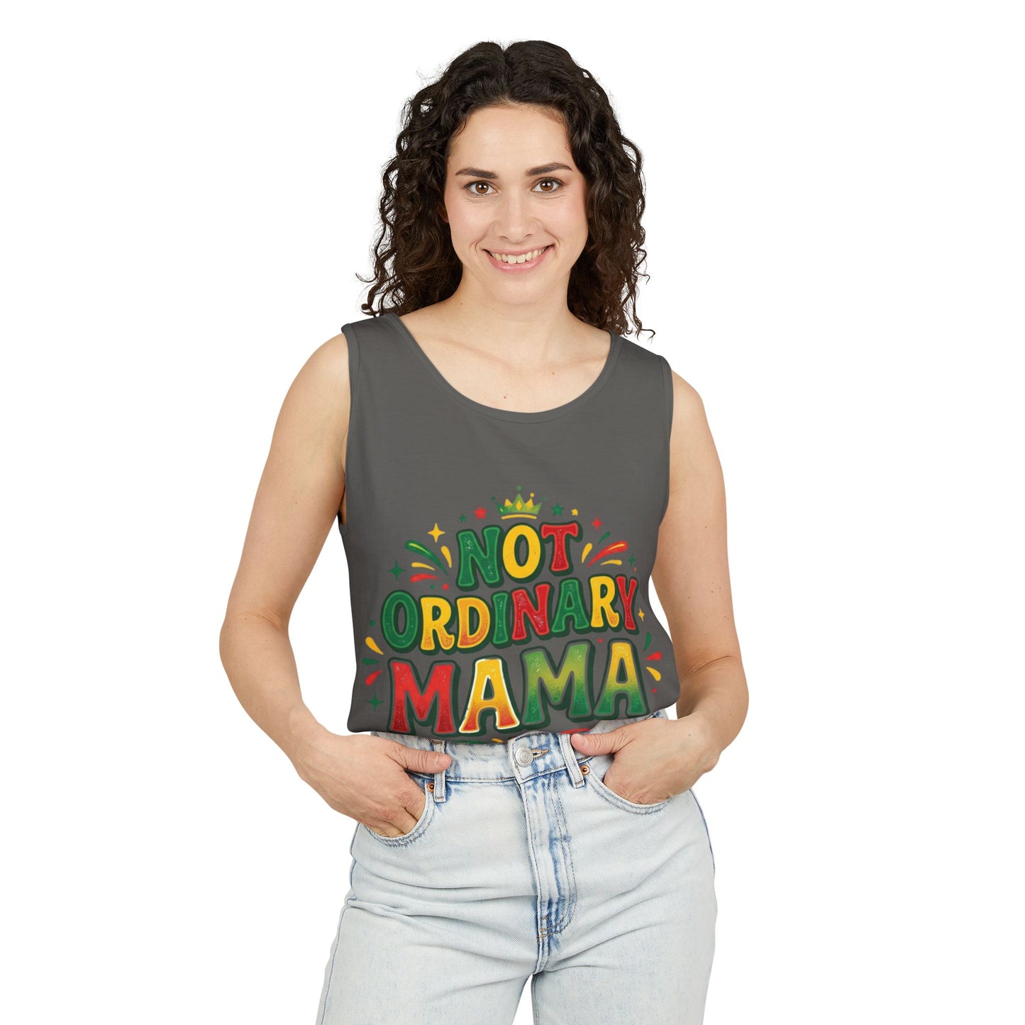 Not ORDINARY MAMA Tank Top — Garment-Dyed Casual Mom Tank
