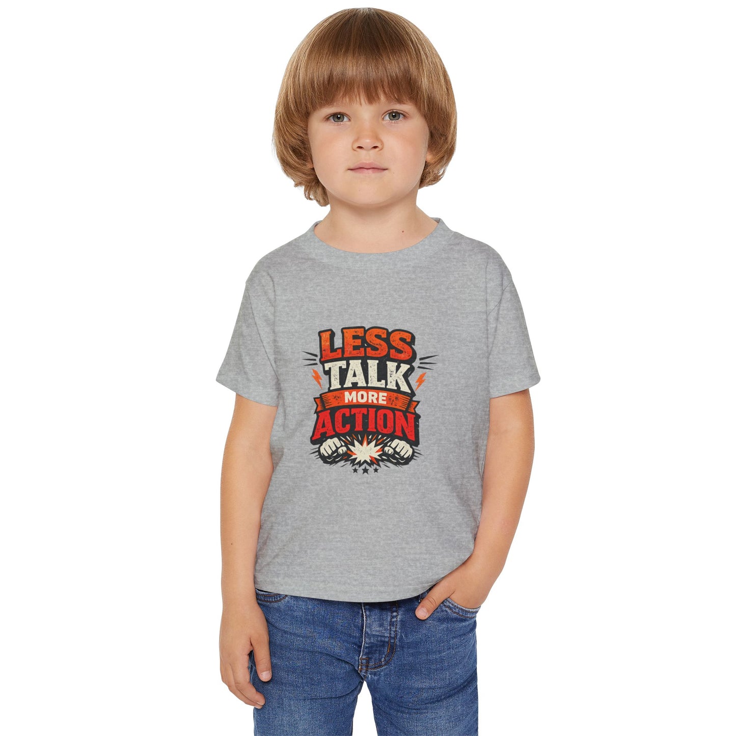 Less Talk More Action Toddler T-Shirt — Motivational Kids Tee