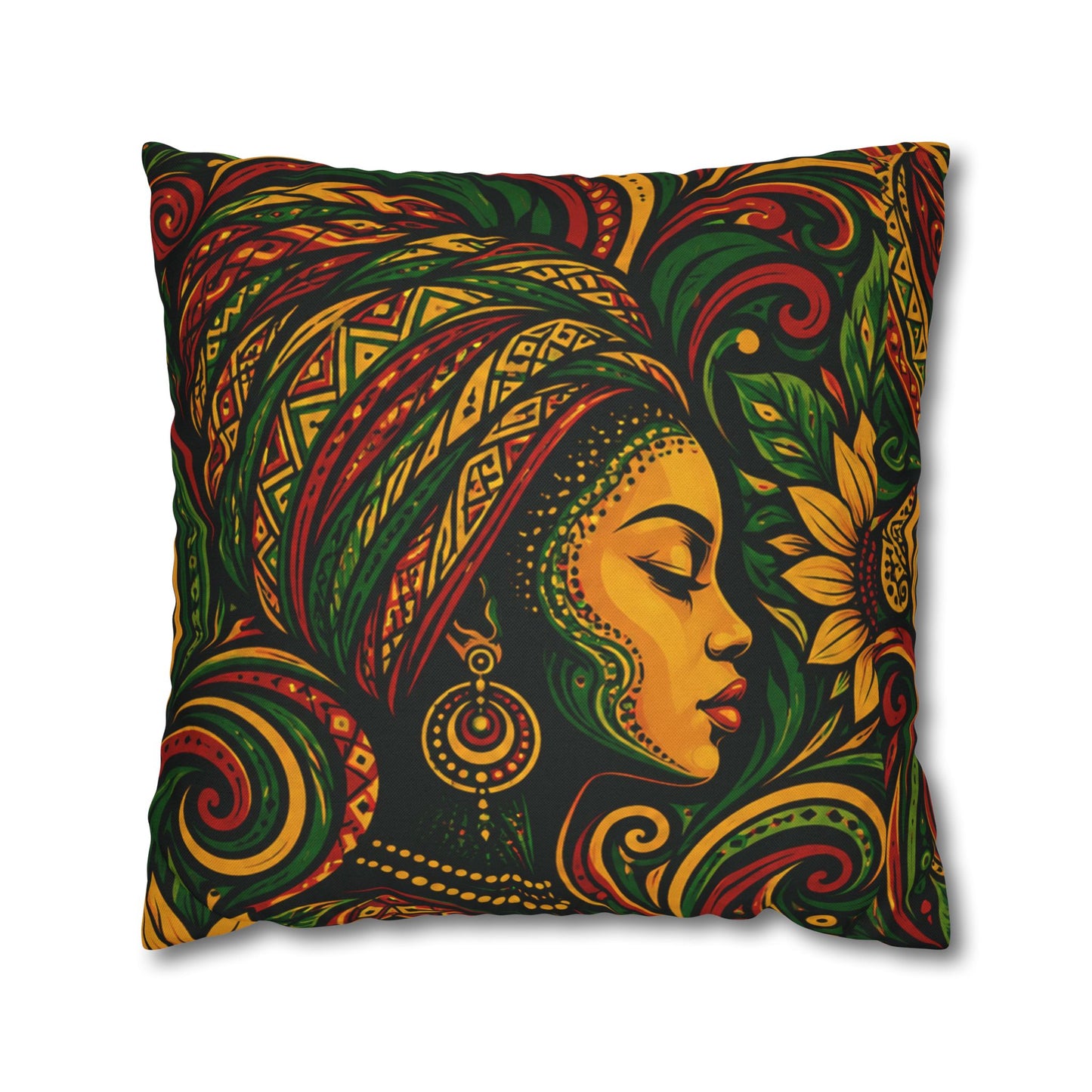 Rasta Goddess African Woman Floral Decorative Pillowcase