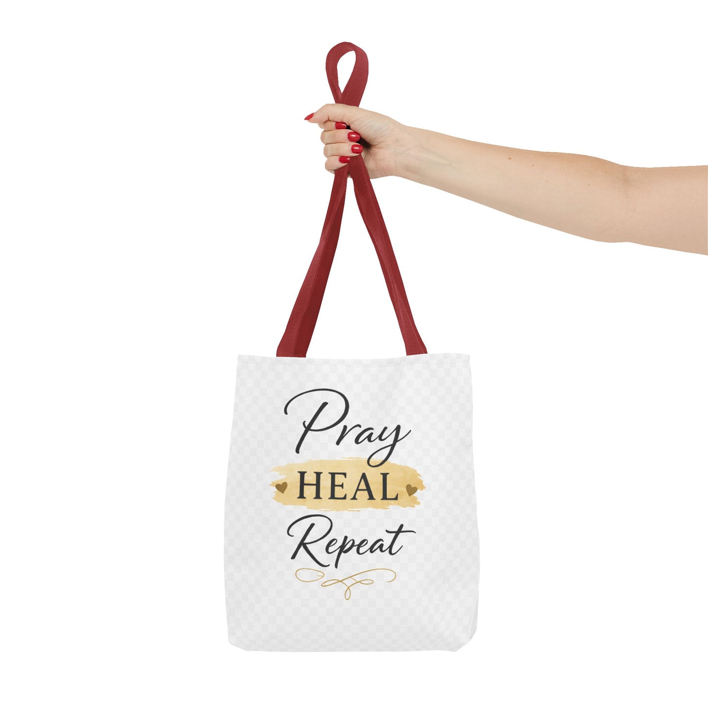 Pray Heal Repeat Tote Bag — Inspirational Faith Canvas Tote