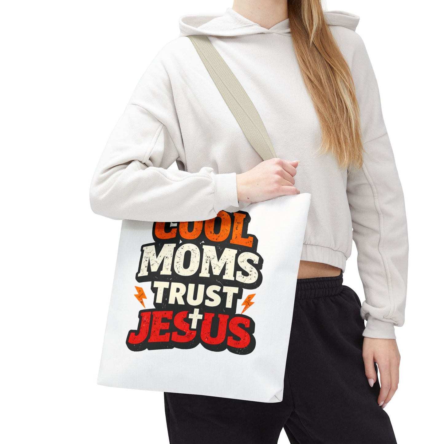 Cool Moms Trust Jesus Tote Bag - Faith-Based Christian Carryall