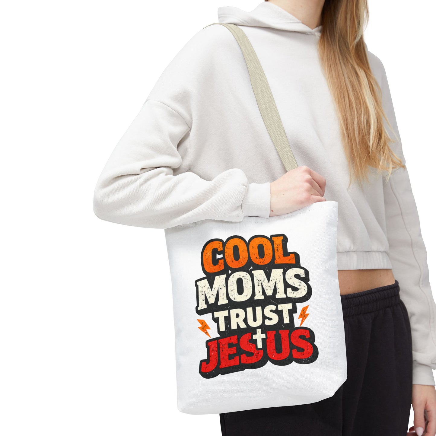 Cool Moms Trust Jesus Tote Bag - Faith-Based Christian Carryall