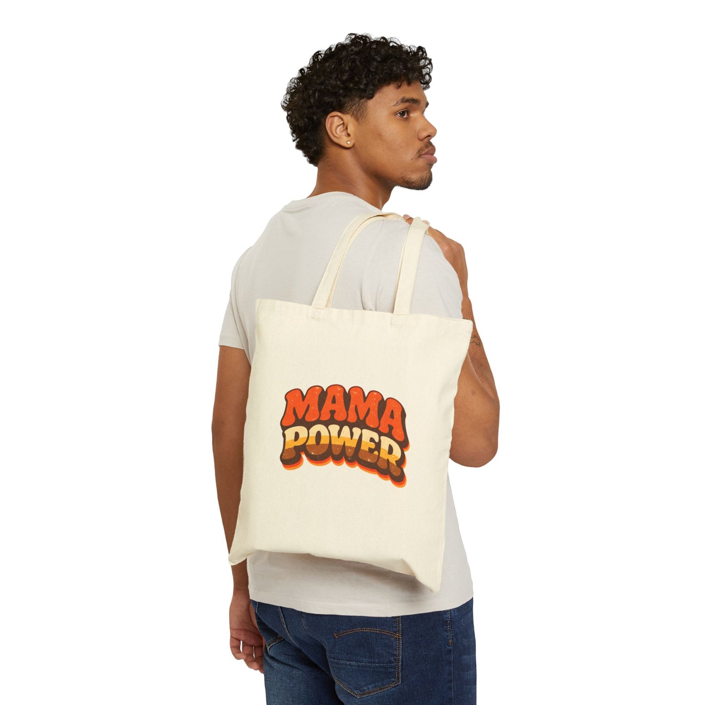 MAMA POWER Cotton Canvas Tote Bag — Bold Mom Empowerment Market Tote