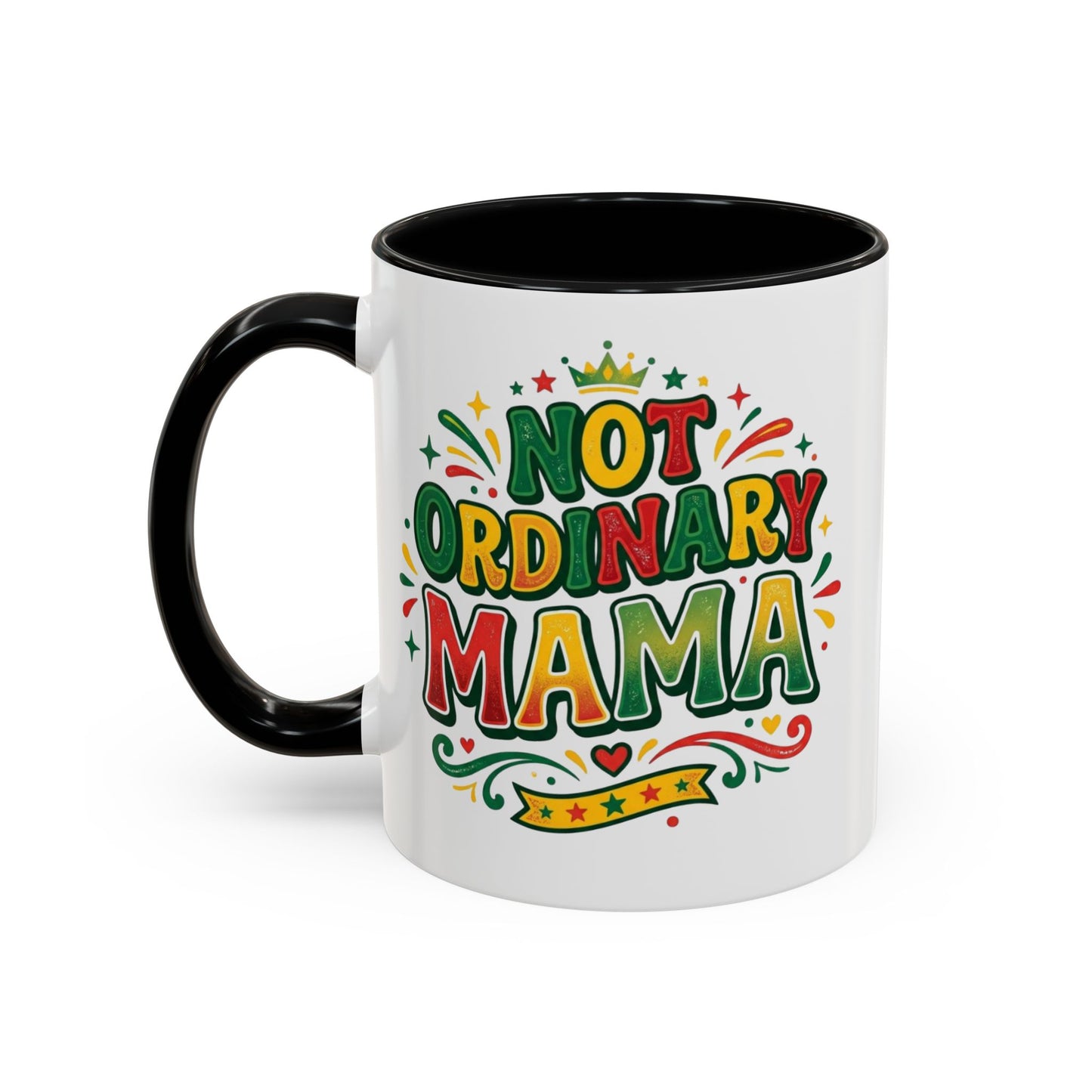 Accent Coffee Mug — "Not an ORDINARY MAMA" Ceramic Mom Coffee Cup (11/15 oz)