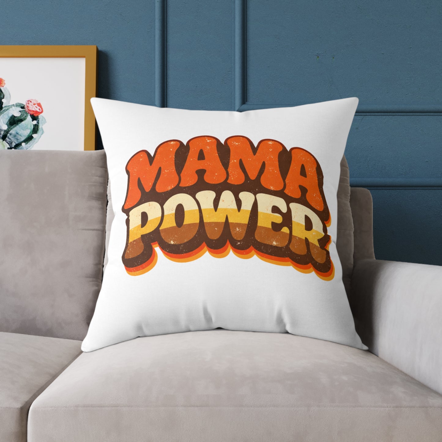 MAMA POWER Quadratisches Poly-Canvas-Kissen — Kühnes Mama Power Dekokissen