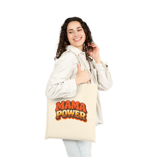 MAMA POWER Cotton Canvas Tote Bag — Bold Mom Empowerment Market Tote