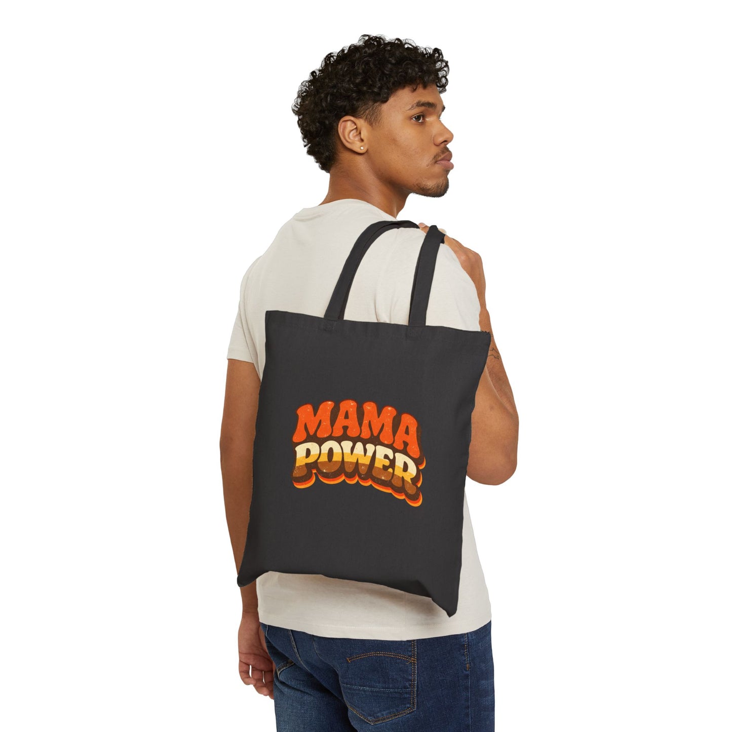 MAMA POWER Cotton Canvas Tote Bag — Bold Mom Empowerment Market Tote