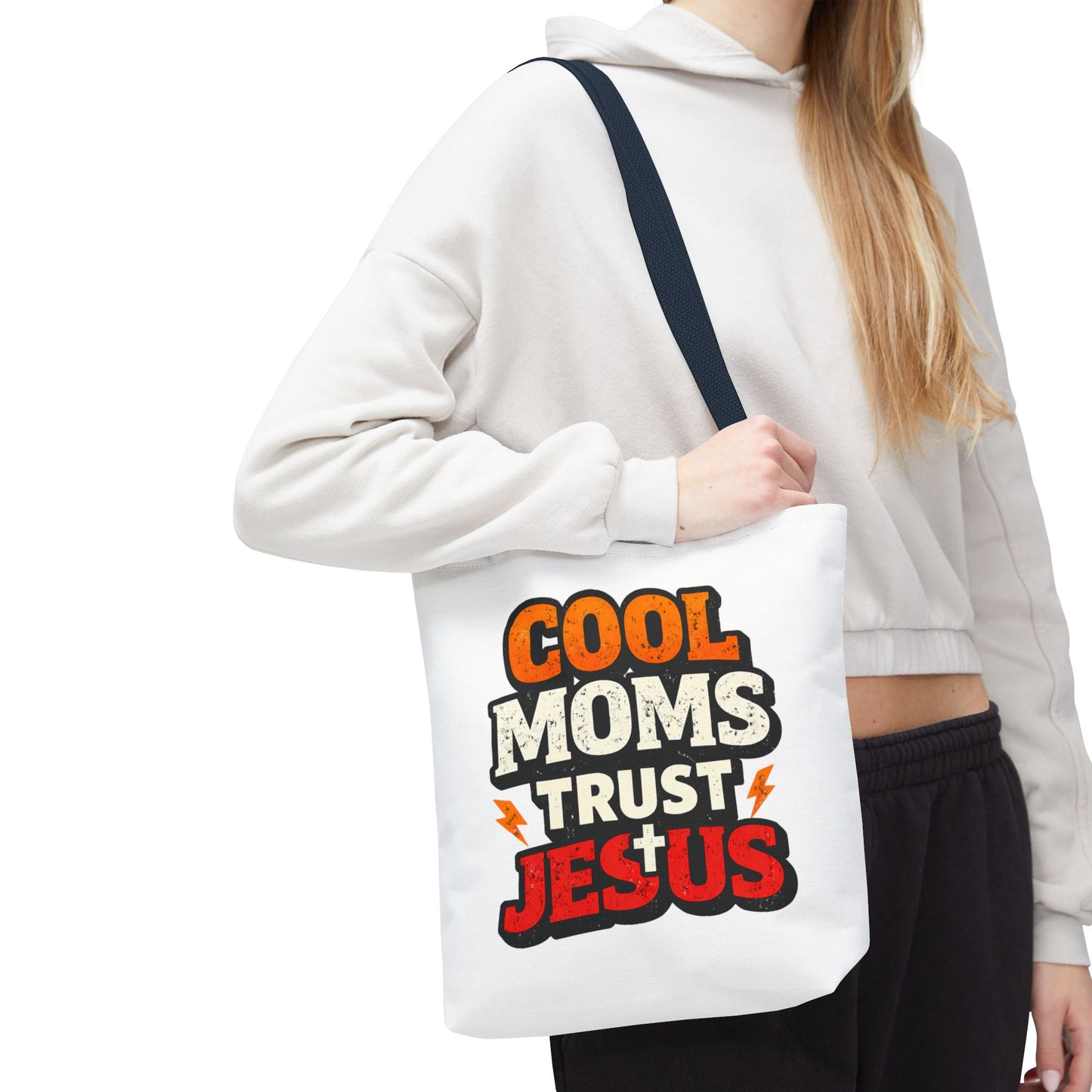 Cool Moms Trust Jesus Tote Bag - Faith-Based Christian Carryall