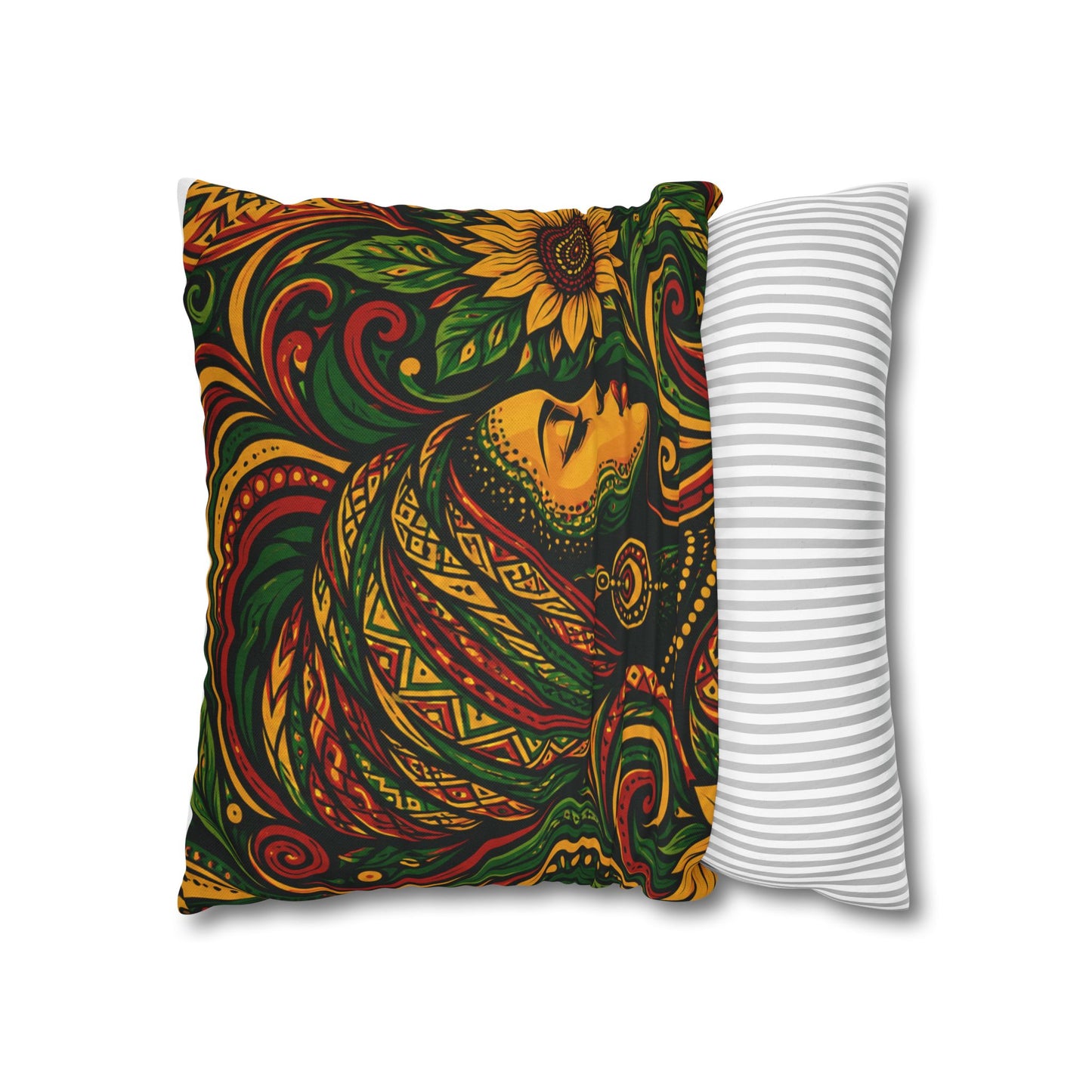 Rasta Goddess African Woman Floral Decorative Pillowcase
