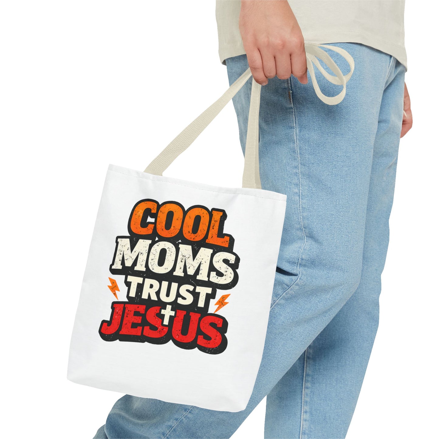 Cool Moms Trust Jesus Tote Bag - Faith-Based Christian Carryall