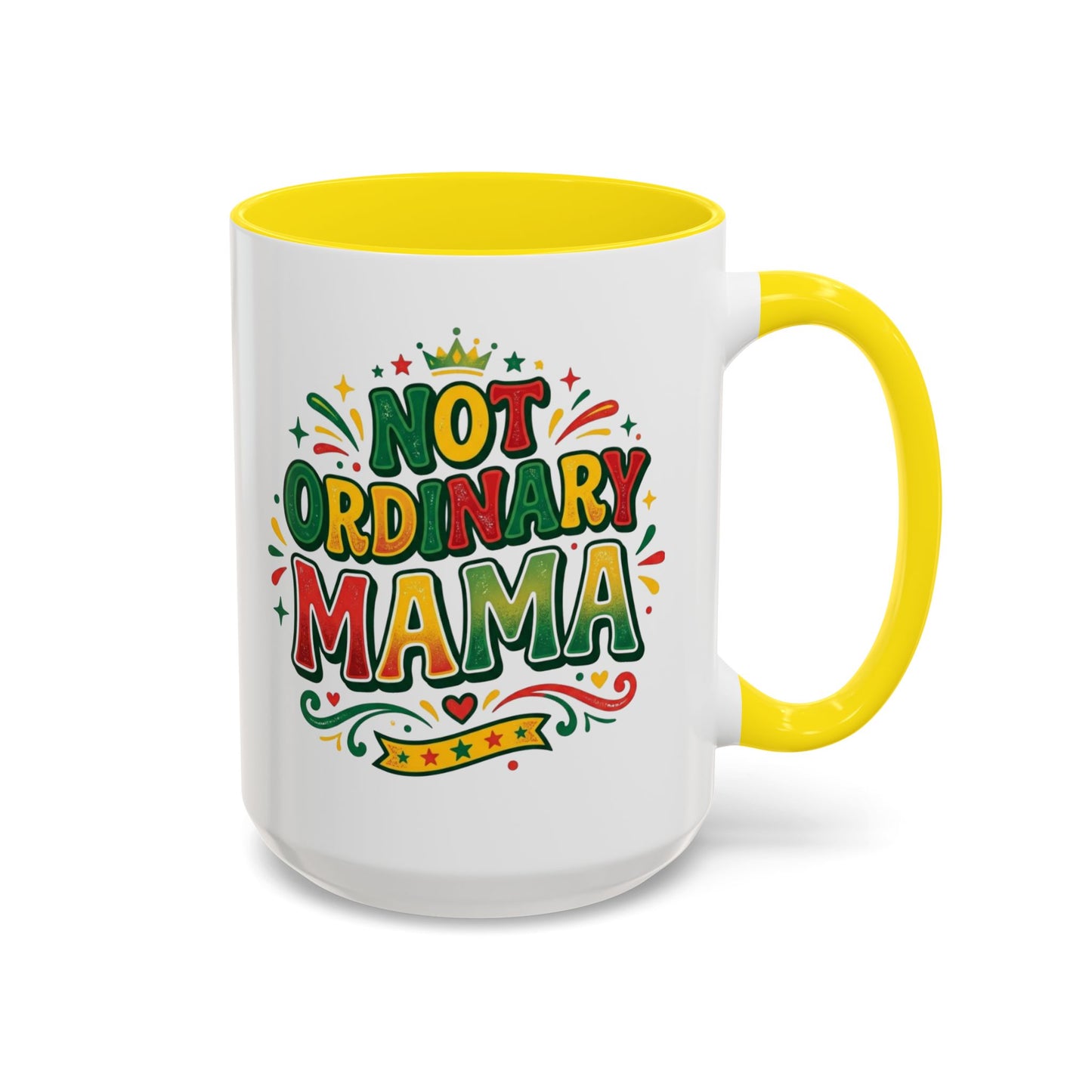 Accent Coffee Mug — "Not an ORDINARY MAMA" Ceramic Mom Coffee Cup (11/15 oz)