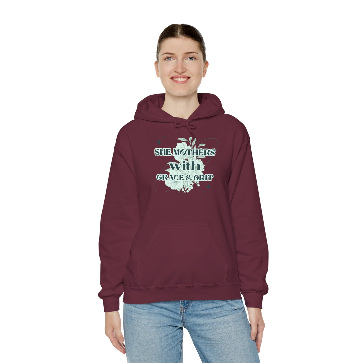 She Mothers With Grace And Grit – Graphic Hoodie