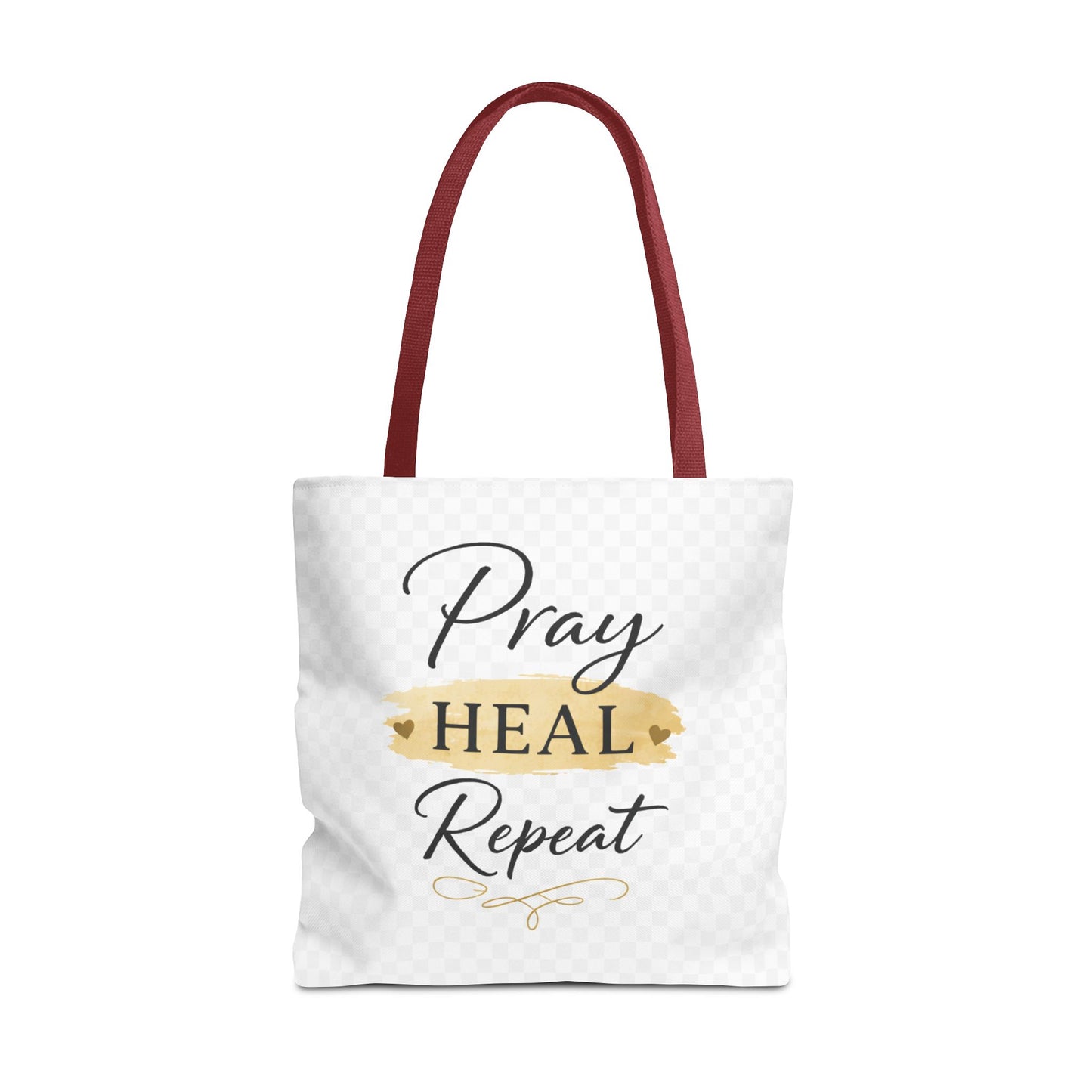 Pray Heal Repeat Tote Bag — Inspirational Faith Canvas Tote