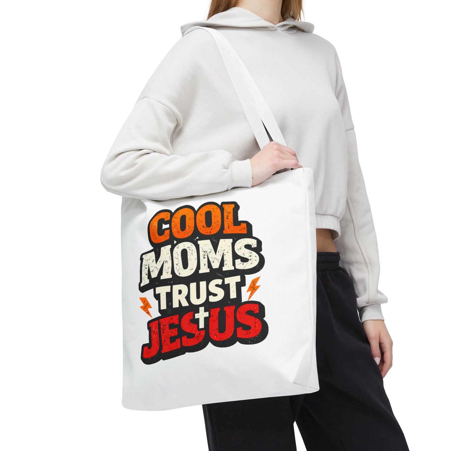Cool Moms Trust Jesus Tote Bag - Faith-Based Christian Carryall