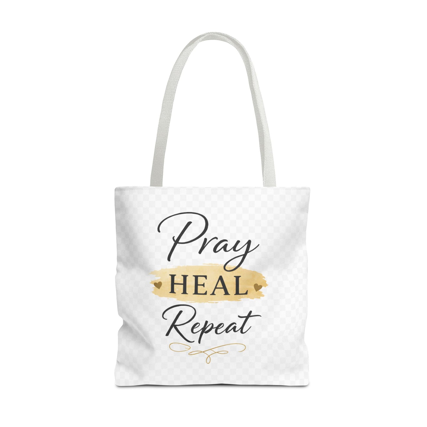 Pray Heal Repeat Tote Bag — Inspirational Faith Canvas Tote