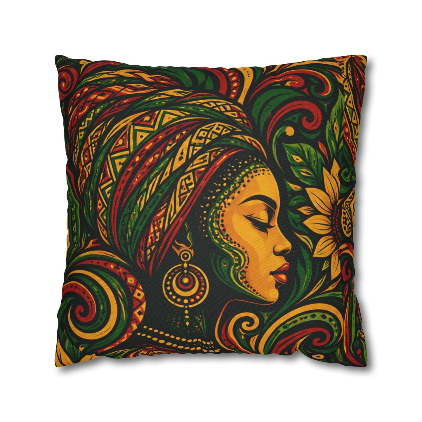 Rasta Goddess African Woman Floral Decorative Pillowcase