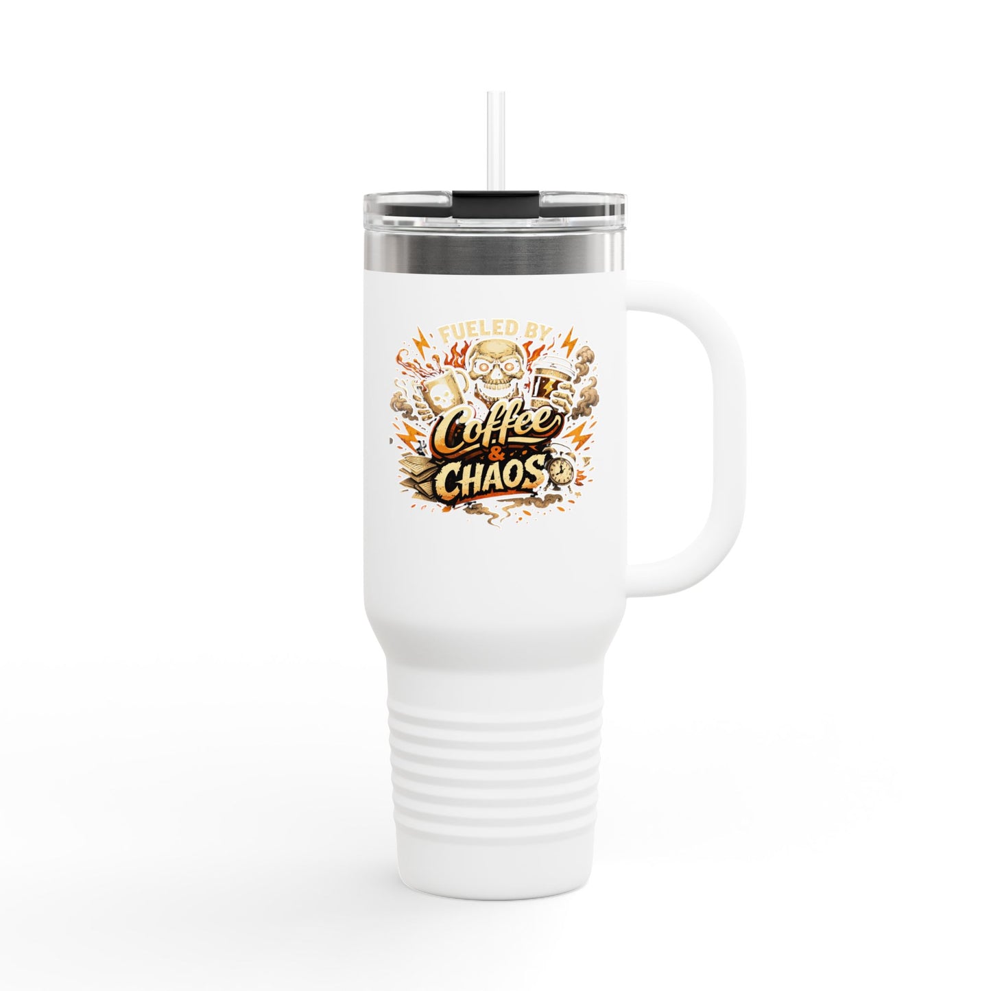 Mit Kaffee und Chaos betrieben Isolier-Reisebecher 1,2 Liter