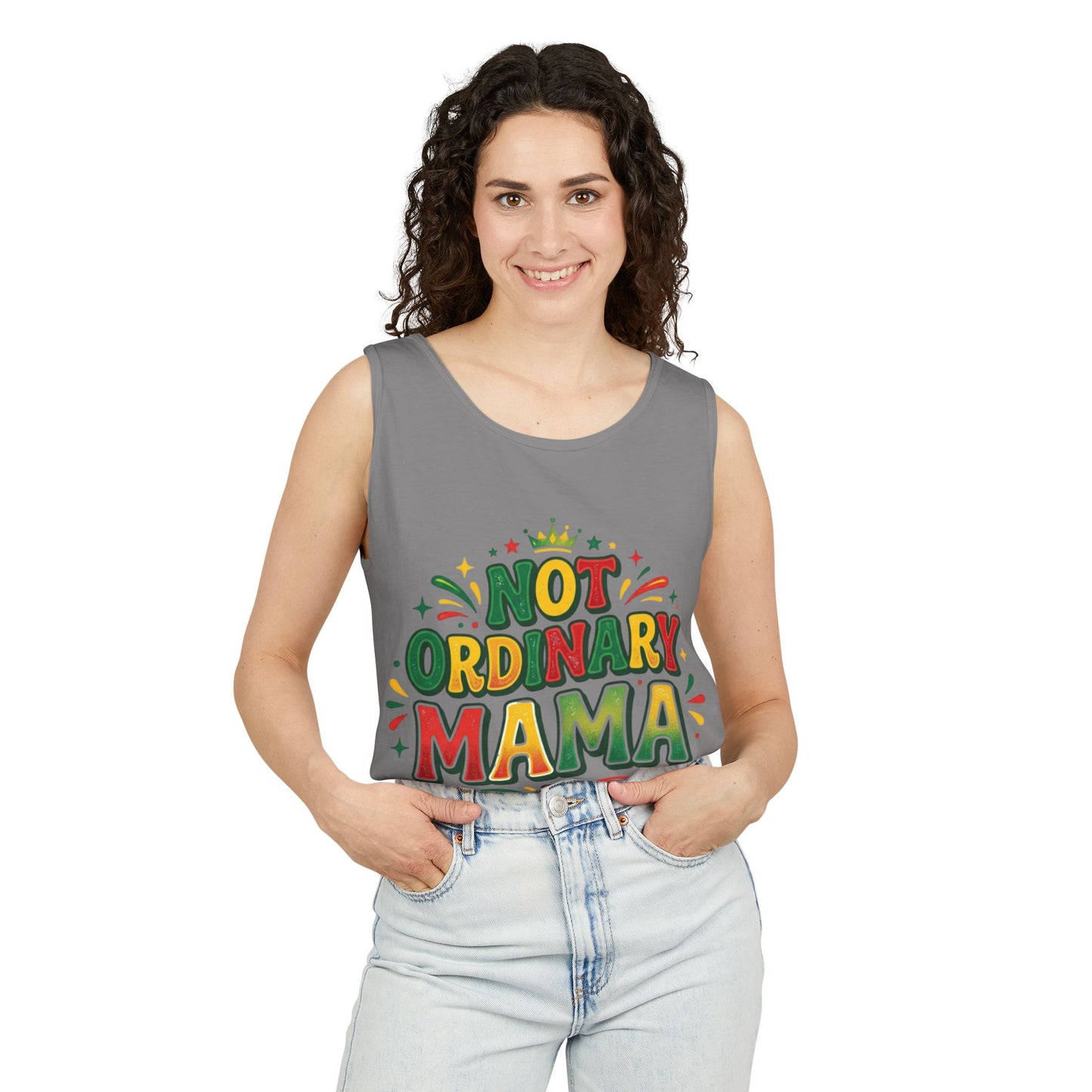 Not ORDINARY MAMA Tank Top — Garment-Dyed Casual Mom Tank