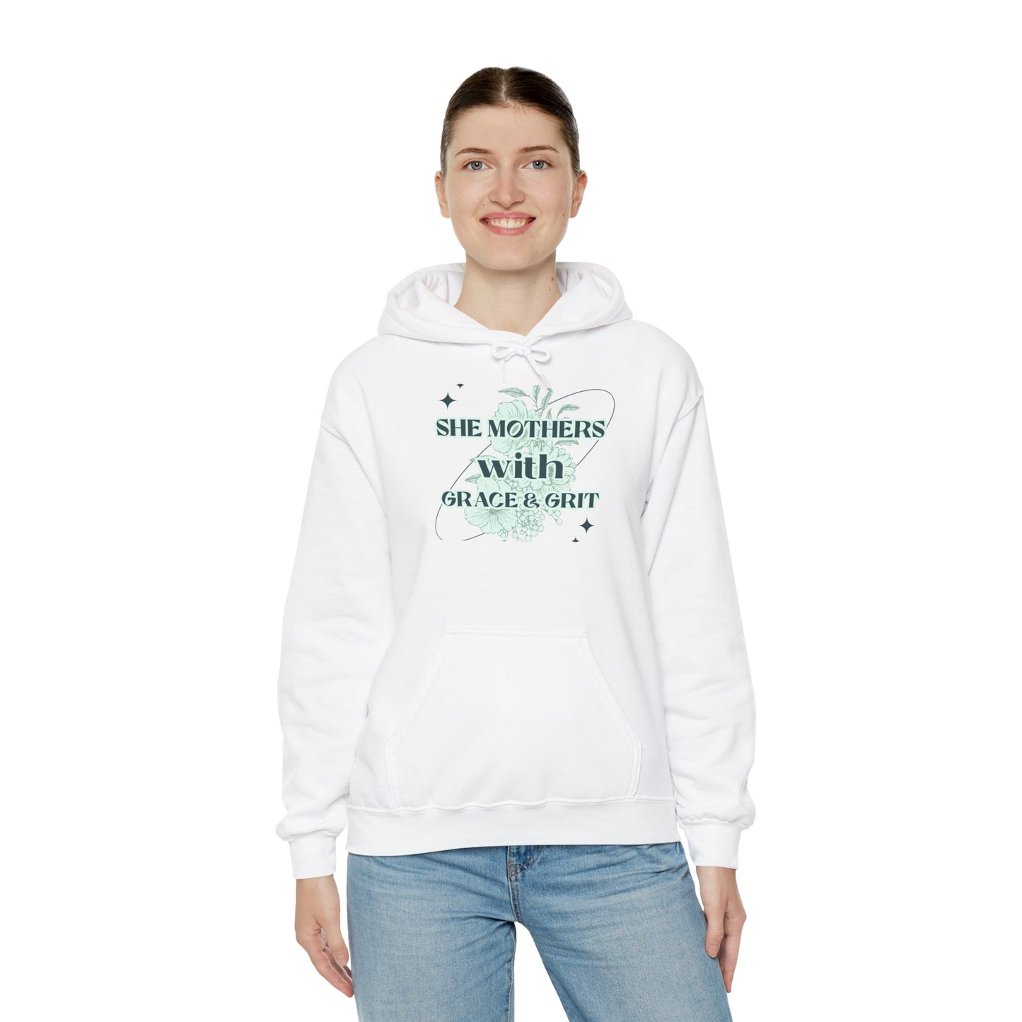 She Mothers With Grace And Grit – Graphic Hoodie