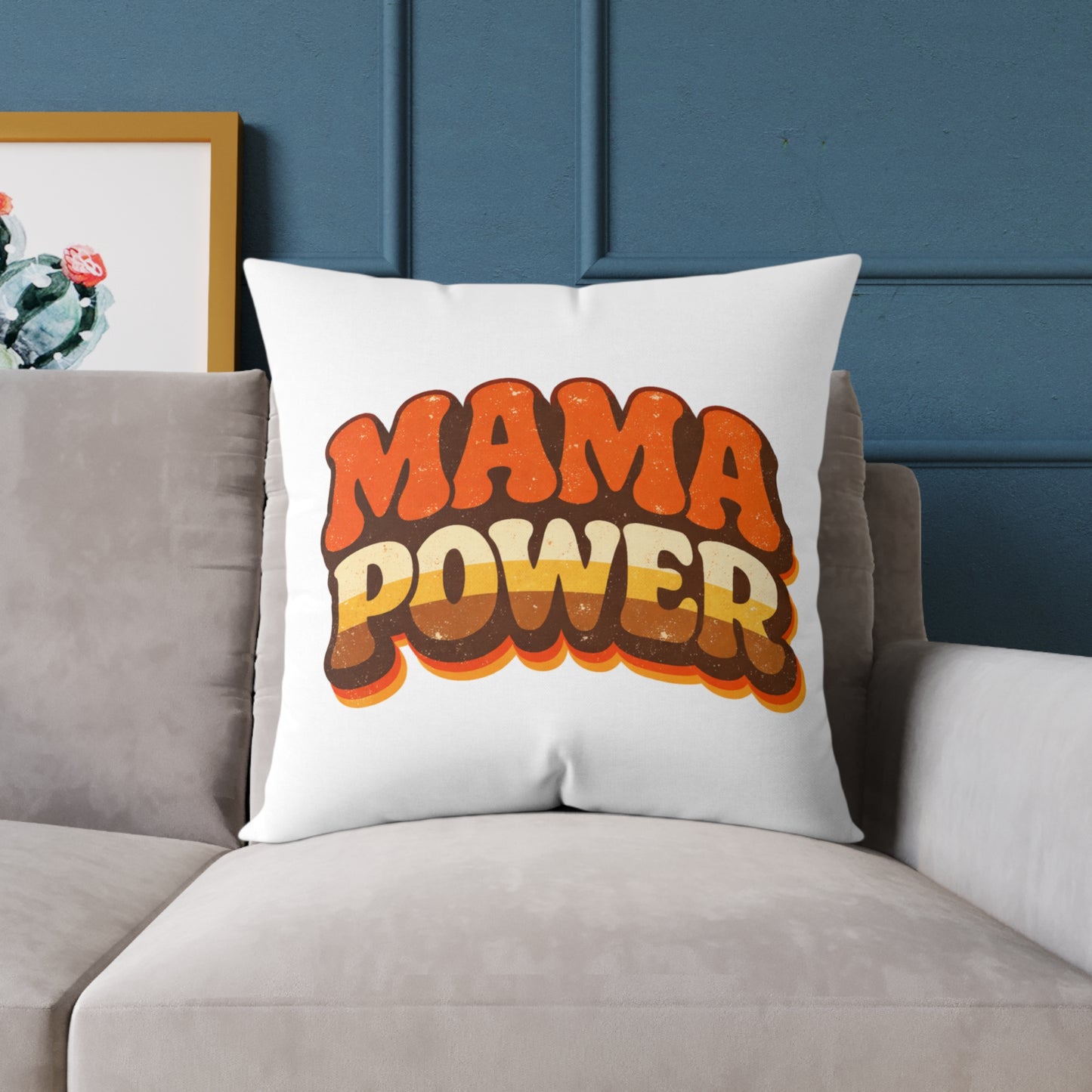 MAMA POWER Quadratisches Poly-Canvas-Kissen — Kühnes Mama Power Dekokissen