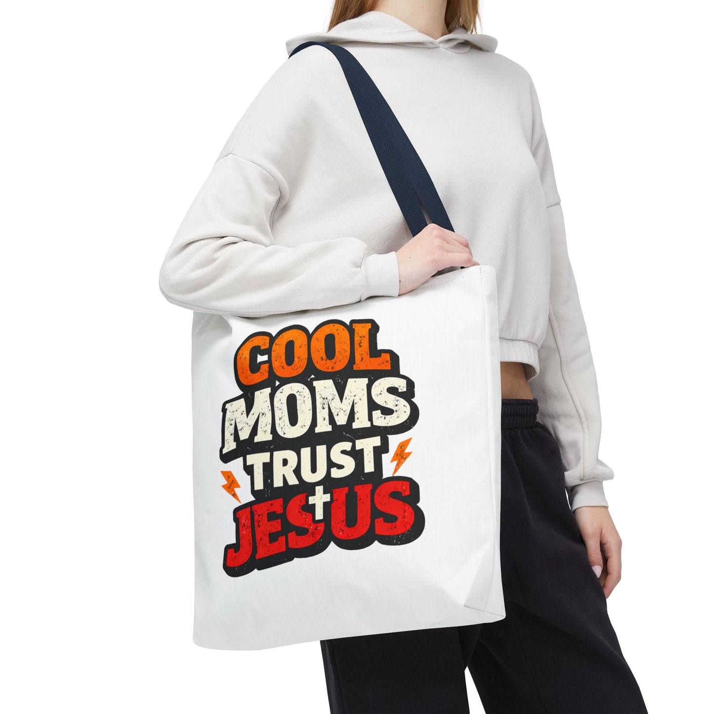 Cool Moms Trust Jesus Tote Bag - Faith-Based Christian Carryall