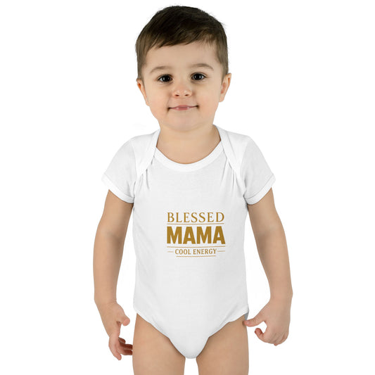 Blessed Mama Infant Rib Bodysuit — "Blessed Mama Cool Energy" Baby Onesie
