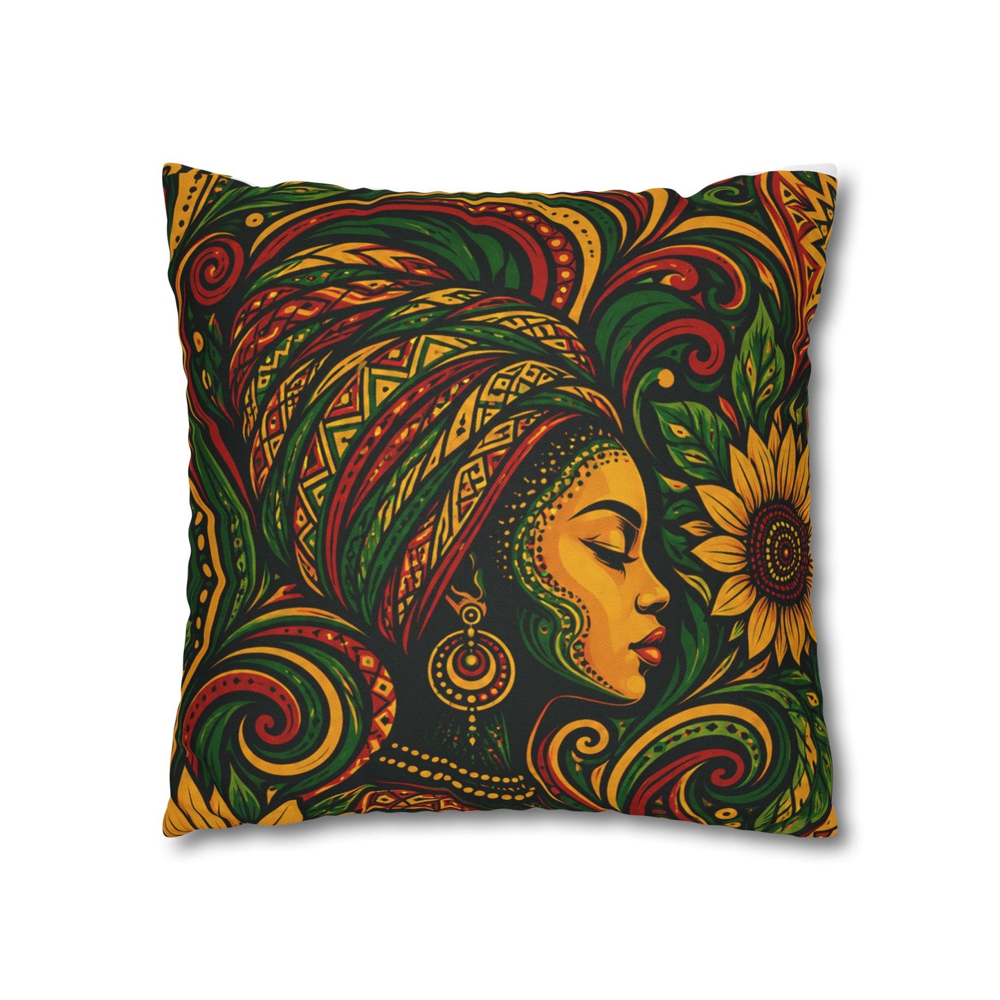 Rasta Goddess African Woman Floral Decorative Pillowcase